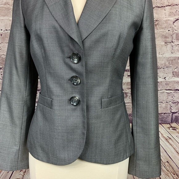 Ann Taylor Black Print Wool Silk Lined Blazer - Picture 3 of 14